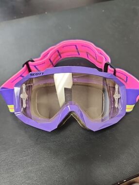 Scott Hustle X MX goggles vibrant purple frame and a pink, Youth Size